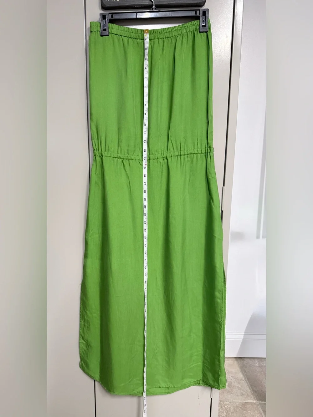 Michael Kors Bright Green Strapless Tiered Maxi Dress